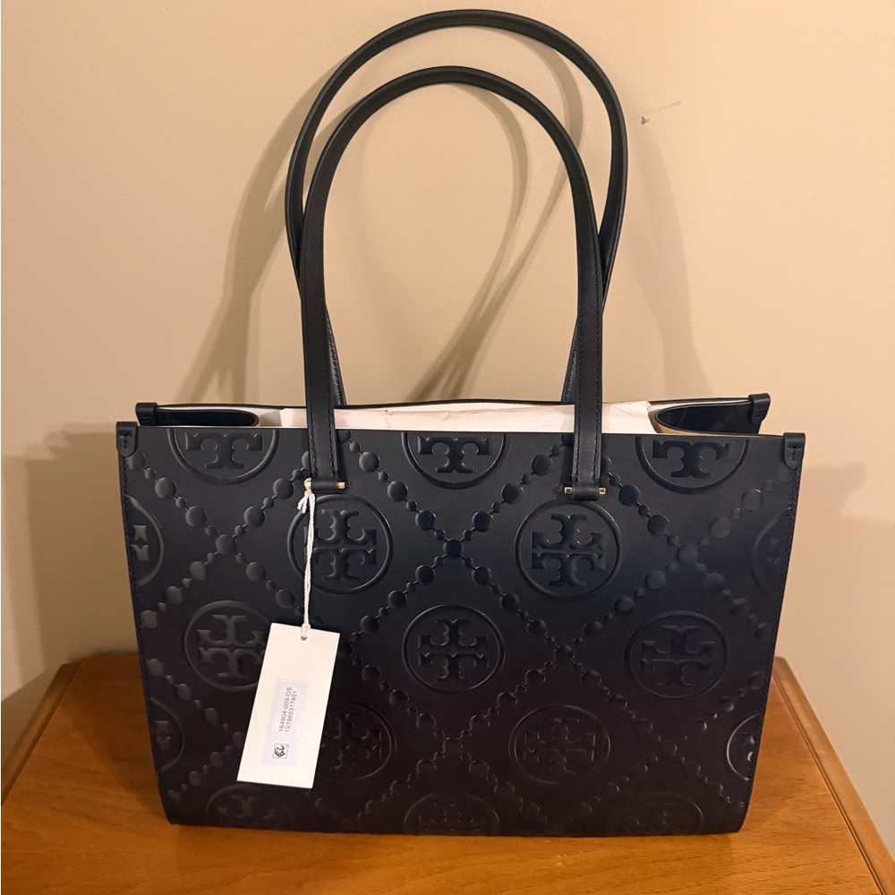 Tory Burch Navy Embossed Tote